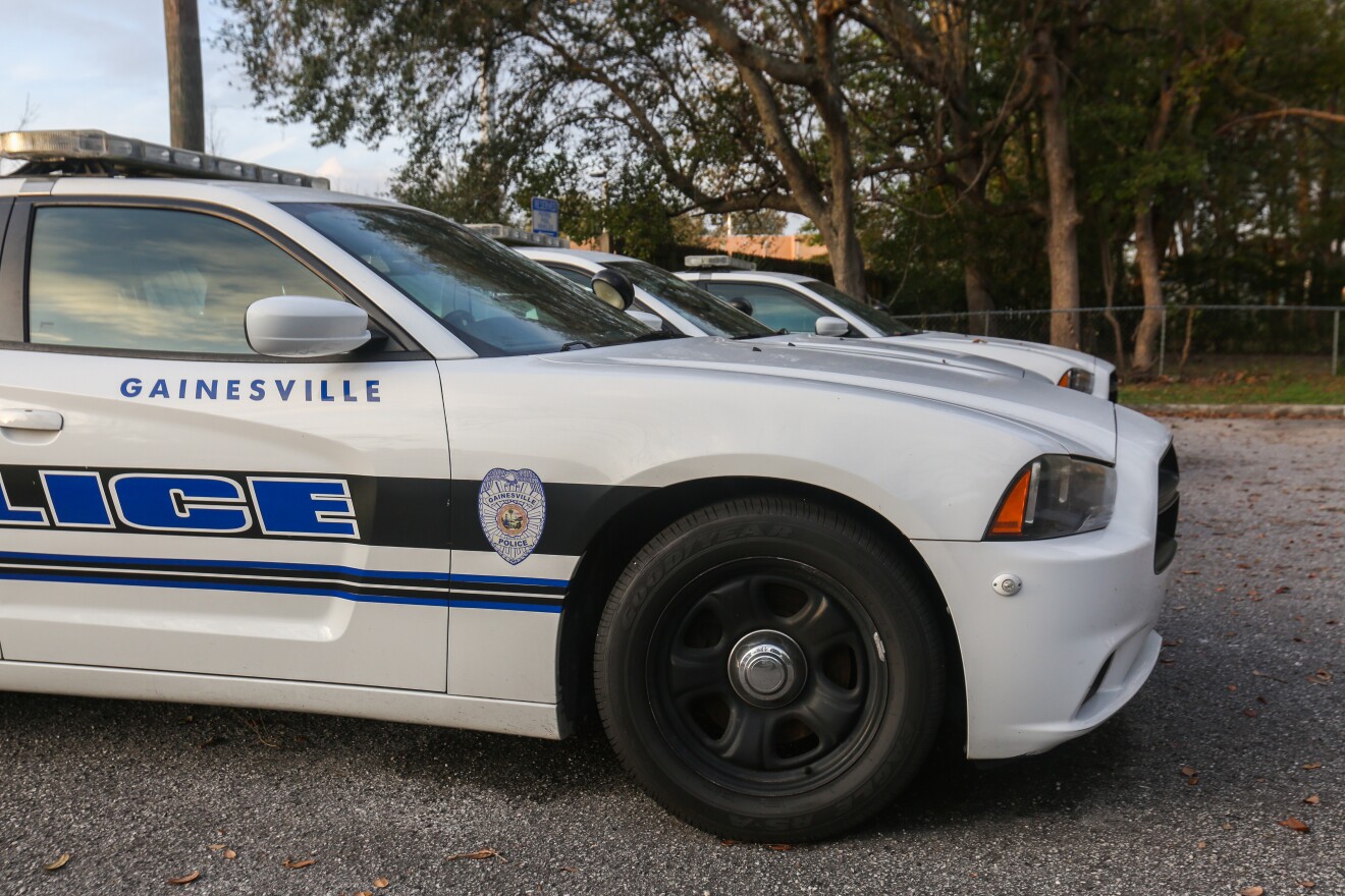 Gainesville Police Department cars sit outside of the GPD headquarters on Monday, February 17, 2020, in Gainesville.